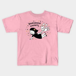 Dreams Know No Boundaries Quote - Beautiful Girl With Rabbit Artwork Kids T-Shirt